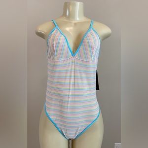 Pastel stripes bodysuit size small or large lingerie